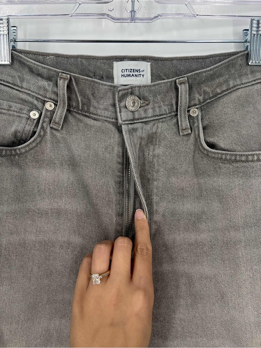 Citizens Of Humanity Miro Gray Denim Designer Horseshoe Barrel Western Jeans 27 - Picture 5 of 11